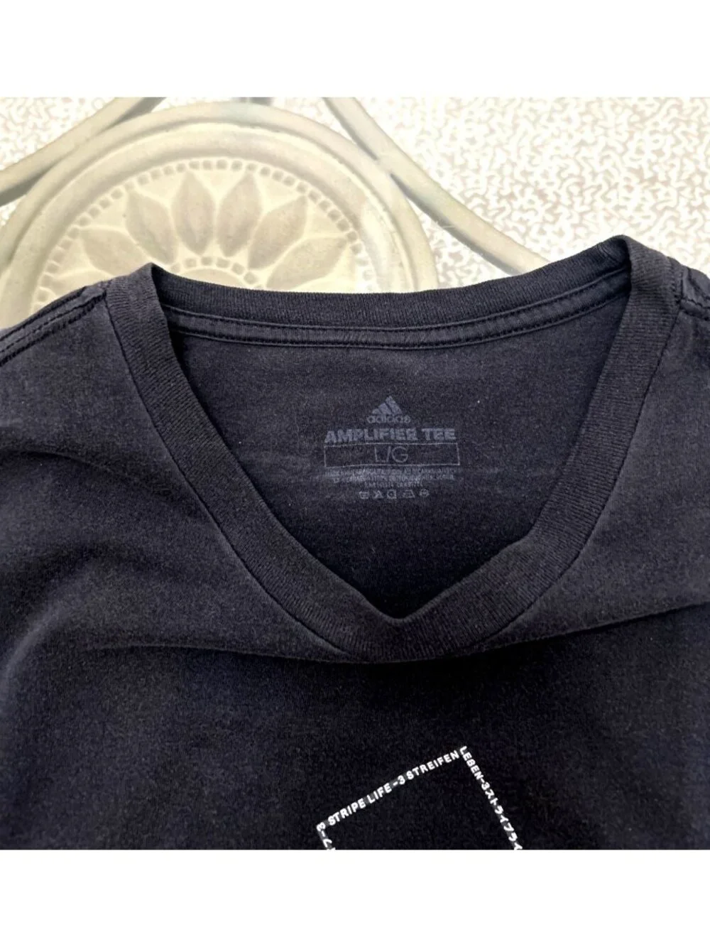 Adidas Amplifier Tee Black T-Shirt Mens L Cotton Casual Athletic Wear